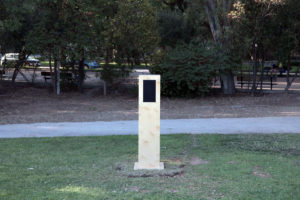 Installation view / Sound, wooden construction*